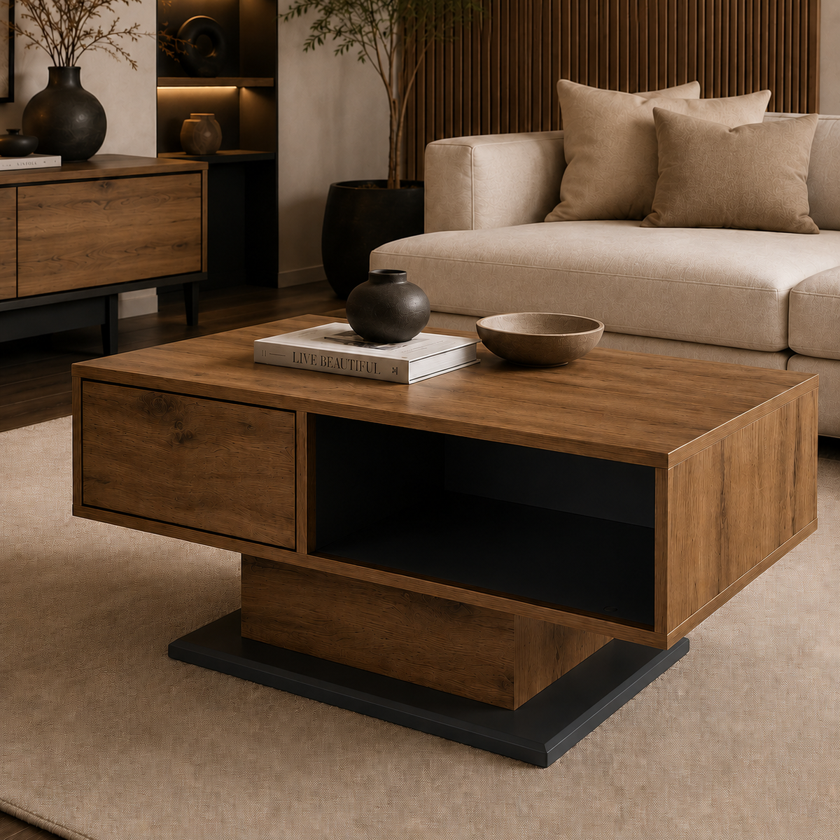 Table Basse Bois Moderne avec Rangement – MATHIS